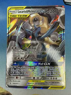 Lucario & Melmetal GX 120/214 Sun & Moon Unbroken Bonds Ultra Rare Pokemon Card - Image 1