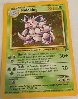 WOTC Pokemon TCG Nidoking 11/130 Base Set 2 Holo Rare English 90 HP - Image 1