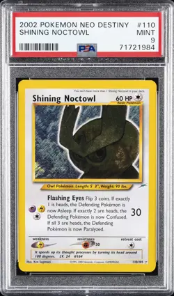 2002 POKEMON NEO DESTINY #110 SHINING NOCTOWL PSA 9 - Image 1