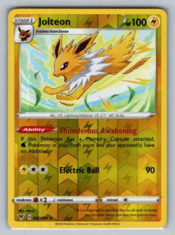 Jolteon SWSH04: Vivid Voltage #047/185 Rare,Reverse Holo Pokemon Card - Image 1