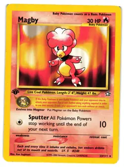 Pokemon TCG Magby 23/111 1st Edition Rare Neo Genesis MP - Image 1
