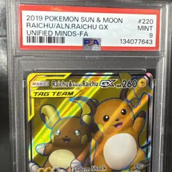 Pokemon Raichu & Alolan Raichu GX 220/236 Unified Minds Holo Rare PSA 9 2019 - Image 3