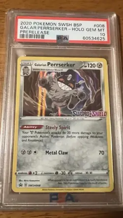 Pokemon 2020 Sword Shield BSP Prerelease Galarian Perrserker PSA 10 Low Pop - Image 1