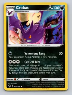 Crobat 105/195 Holo Rare Silver Tempest Pokemon Holo NM - Image 1
