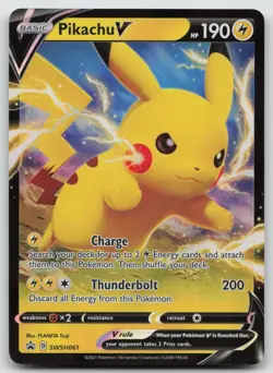 Pikachu V SWSH061 Holo Promo Sword & Shield Promo Pokemon Holo Near Mint - Image 1