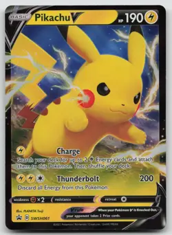 Pikachu V SWSH061 Holo Promo Sword & Shield Promo Pokemon Holo Near Mint - Image 1