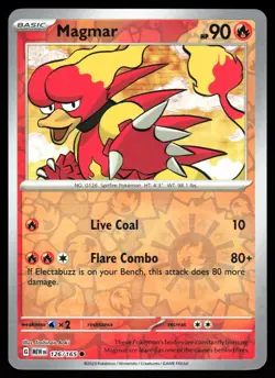 POKEMON MAGMAR 151 126/165 REVERSE HOLO COMMON MP - Image 1