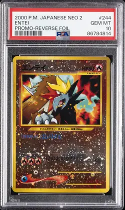 2000 POKEMON JAPANESE NEO 2 PROMO REVERSE FOIL #244 ENTEI PSA 10 - Image 1