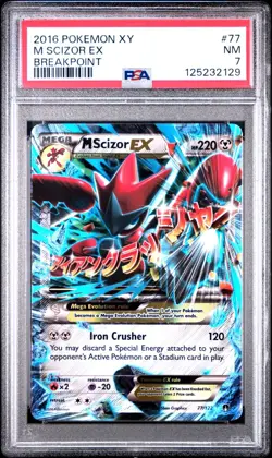 2016 POKEMON XY BREAKPOINT #120 FULL ART M SCIZOR EX PSA 7 NM - Image 1