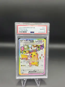 Pokemon TCG Pikachu ex Sv08 Surging Sparks 219/191 Ultra Rare Full Art PSA 10 - Image 1