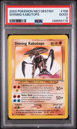 Pokemon Card Shining Kabutops 108/105 Neo Destiny 2002 PSA 2 - Image 1