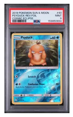 Psyduck 40/236 PSA 9 Reverse Holo Sun & Moon Cosmic Eclipse Pokemon TCG POP 7 - Image 1
