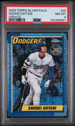 Shohei Ohtani 26 Topps Update Silver Pack 1990 Chrome Promo Topps PSA 8 - Image 1