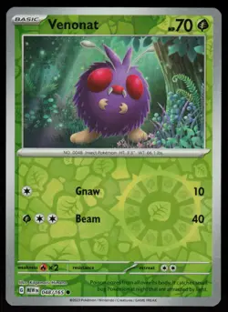 Venonat 048/165 Common 151 Pokemon Reverse Holo Near Mint - Image 1