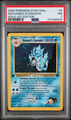 2000 POKEMON GYM CHALLENGE HOLO-1ST EDITION #5 GIOVANNI'S GYARADOS PSA 7 - Image 1