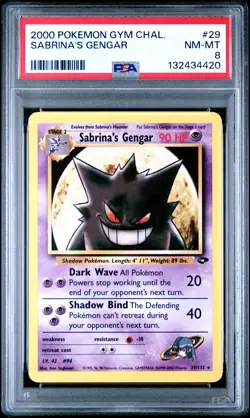 2000 POKEMON GYM CHALLENGE #29 SABRINA'S GENGAR PSA 8 - Image 1
