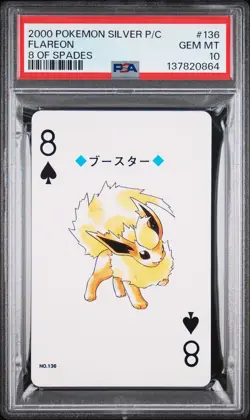 2000 POKEMON SILVER VERSION PLAYING CARDS 8 OF SPADES #136 FLAREON PSA 10 - Image 1