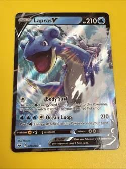 Pokemon TCG Lapras v Holo Rare Card Base Set 049/202 Sword And Shield - Image 1