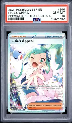 2024 Pokemon Surging Sparks Lisia's Appeal #246 Special Illustration Rare PSA 10 - Image 1