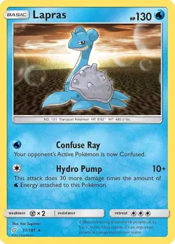 Pokemon TCG Lapras Sun & Moon - Team Up 31/181 Regular Rare - Image 1
