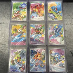 Pokemon Full Set of 9 First Partner Series 1 Illustration Collection English NM - Image 1