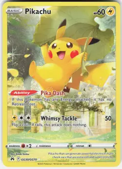 Pokemon Pikachu GG30/GG70 Holo Crown Zenith Galarian Gallery Pokemon NM - Image 1
