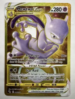 GOLD Pokemon Go Mewtwo VSTAR 86/78 Secret Rare TCG Card Full Art Holo NM - Image 1