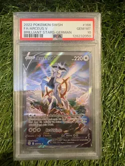 Pokemon Arceus V Full Art Alternativ DE 166/172 Strahlende Sterne PSA 10 Gem MT - Image 1