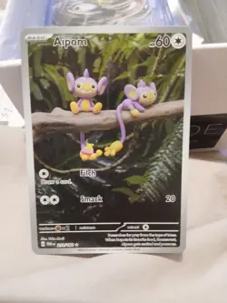 Pokemon Aipom TCG Holo Card Paradox Rift Illustration, Rare Shiny Art, 211/182 - Image 1