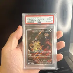 Pokemon TCG Sv10 Destined Rivals Team Rocket's Meowth IR Holo #203/182 PSA 10 - Image 1