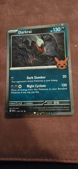 Darkrai (Cosmos Holo) 136/197 Holo Rare Trick or Trade BOOster 2024 Pokemon NM - Image 1
