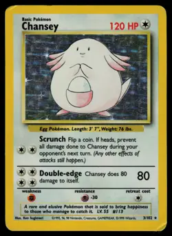Chansey - 3/102 - Pokemon Card Base Set Unlimited Holo Rare - MP - Image 1