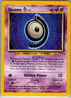 Unown [D] 47/75 Non Holo Neo Discovery - Pokemon Card - NM - Image 1
