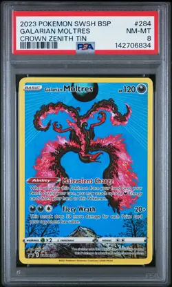 Galarian Moltres 284/159 Crown Zenith Tin Swsh Black Star Promo Pokemon PSA 8 - Image 1