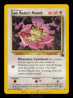 Pokemon Card Team Rocket's Meowth 18 Wizards Promo Vintage WOTC LP 2000 - Image 1