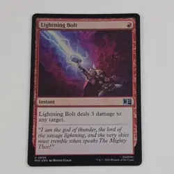 MTG Lightning Bolt Foil 806 Marvel Super Heroes Magic the Gathering Card NM+ - Image 1