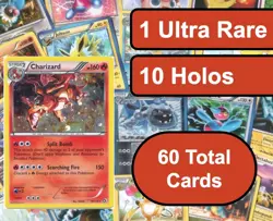 Pokemon Card Lot 60 TCG Bundle Ultra Rare V GX EX 10 Holo Guaranteed Collection - Image 1