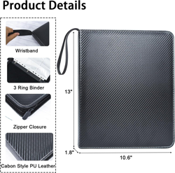 9 Pocket Trading Card Binder Album with Zipper 900 Pockets Card Storage Book - Image 2