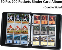 9 Pocket Trading Card Binder Album with Zipper 900 Pockets Card Storage Book - Image 4
