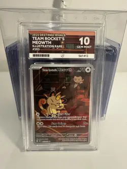 Pokemon Team Rocket's Meowth 203/182 Destined Rivals Ace 10 PERFECT SUB GRADES - Image 1