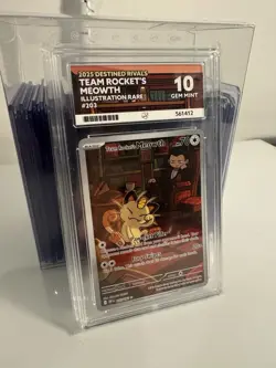 Pokemon Team Rocket's Meowth 203/182 Destined Rivals Ace 10 PERFECT SUB GRADES - Image 2