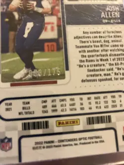 2022 Panini Contenders Optic - Season Ticket Josh Allen #6 Red Prizm /175 - Image 5
