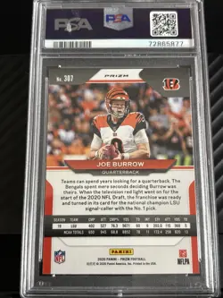 2020 Panini Prizm - Rookie Joe Burrow #307 Red Ice Prizm (RC) PSA 9 - Image 2