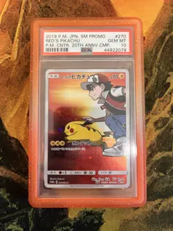 Red's Pikachu #270 JPN SM-P Pokemon Center 20th Anniversary PSA 10 - Image 1