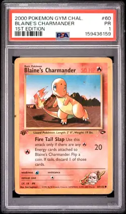 2000 POKEMON GYM CHALLENGE 1ST EDITION #60 BLAINE'S CHARMANDER PSA 1 - Image 1