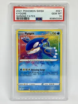 2021 Pokemon SWSH Shining Fates #021 Kyogre Amazing Rare Holo PSA 10 Gem Mint - Image 1