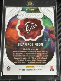 2024 Panini Contenders Optic #D-BRN - Bijan Robinson Dreams Case Hit Gold /10 - Image 2