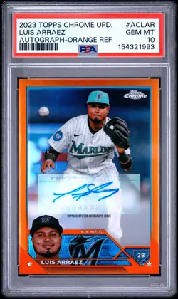 2023 Topps Chrome Update #AC-LAR Luis Arraez Autographs Orange PSA 10 #/25 - Image 1