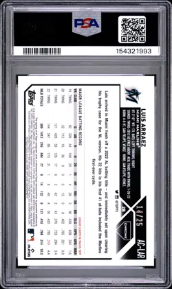 2023 Topps Chrome Update #AC-LAR Luis Arraez Autographs Orange PSA 10 #/25 - Image 2