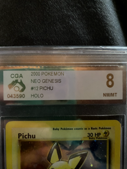 2000 Pokemon Neo Genesis Pichu holo 12/111 PSA 8 NM-MINT vintage TCG - Image 3